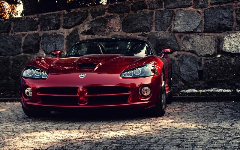 Red Dodge Viper sports car