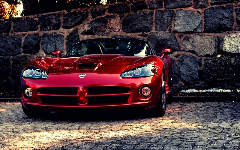 Red Dodge Viper sports car