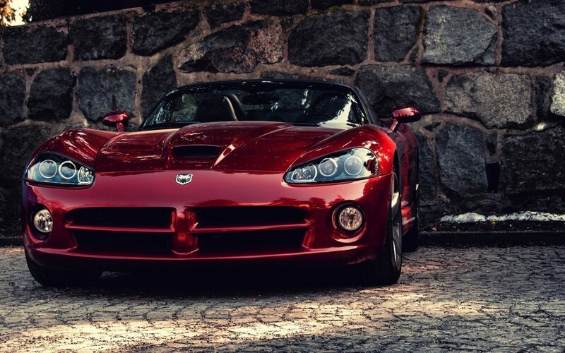 Red Dodge Viper sports car