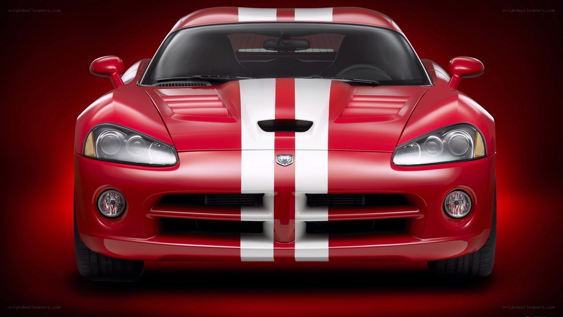 Red Dodge Viper with stripes