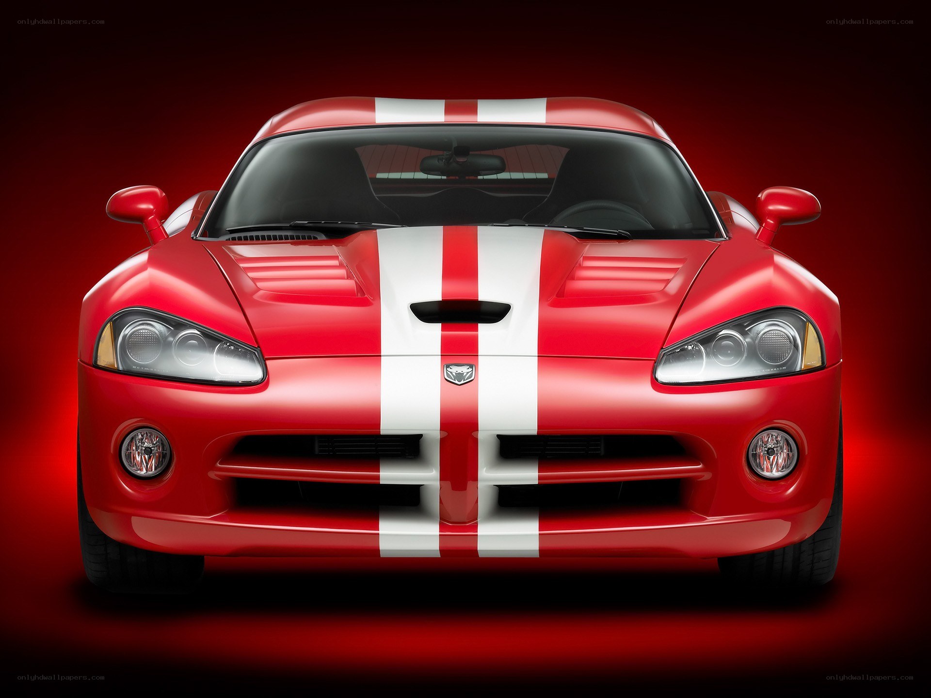 Red Dodge Viper with stripes