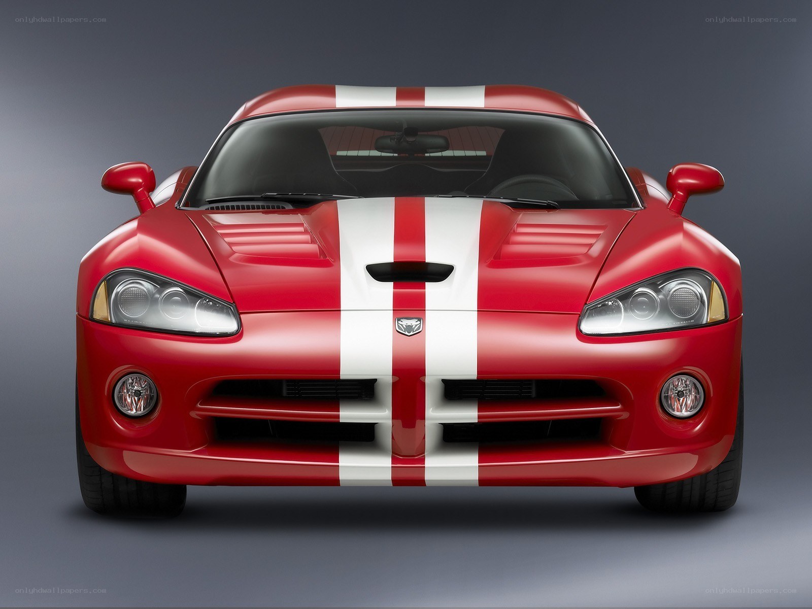Red Dodge Viper with white stripes