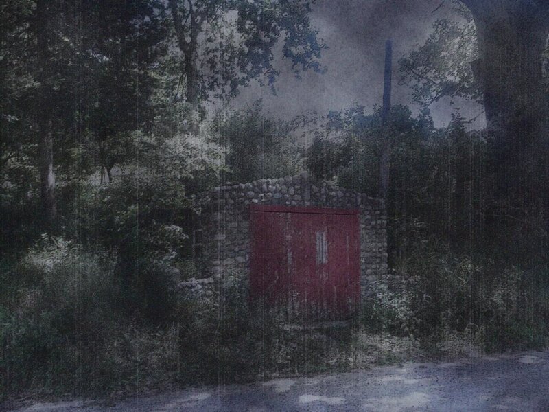 Red Door in Stone Wall