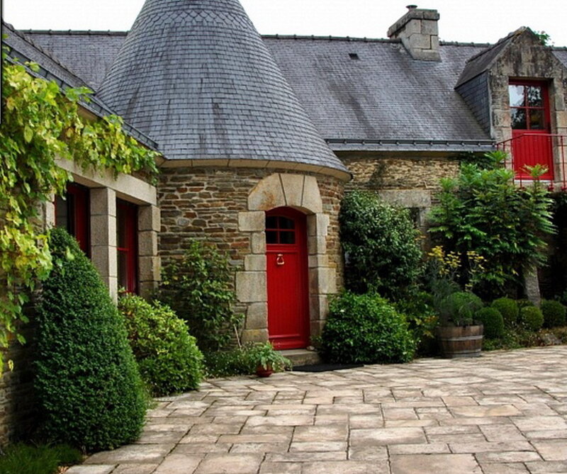 Red door stone house