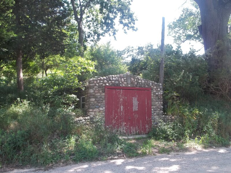 Red Door Stone Shed