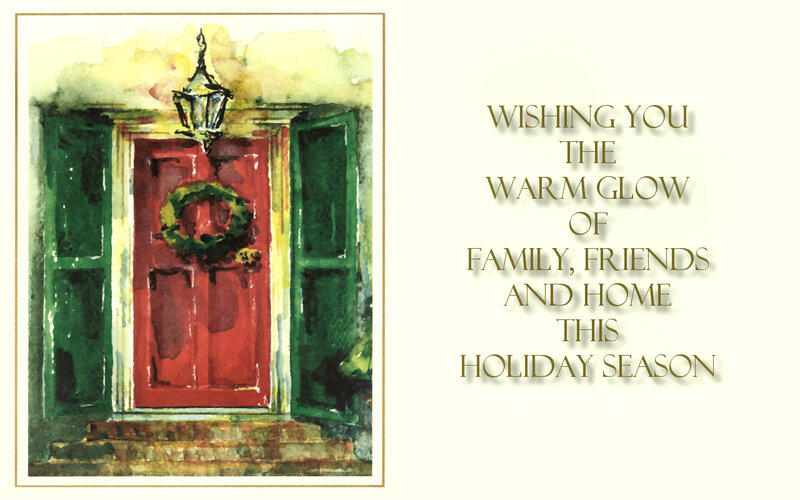 Red Door with Wreath — Festive