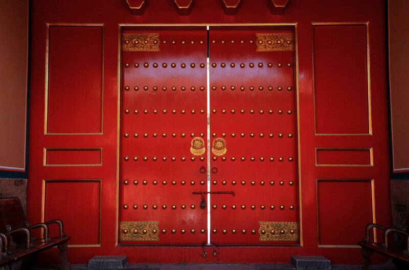 Red doors of a palace