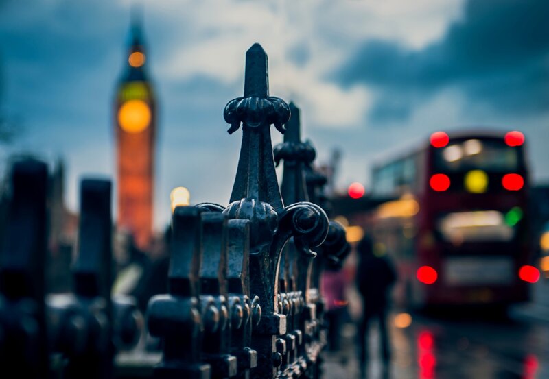 Red Double-decker Bus — Blue, Dramatic, Night