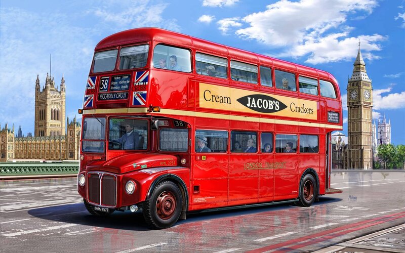 Red Double-decker Bus — Bright, Afternoon