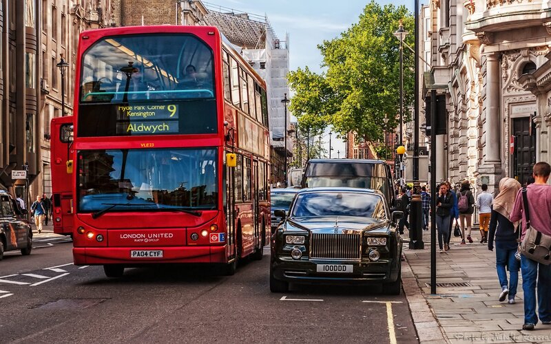 Red Double-decker Bus — Busy, Afternoon, Photograph