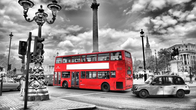 Red Double-decker Bus — Dramatic, Afternoon