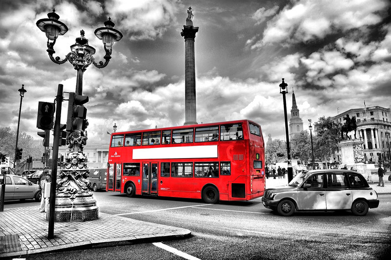 Red Double-decker Bus — Dramatic, Photograph
