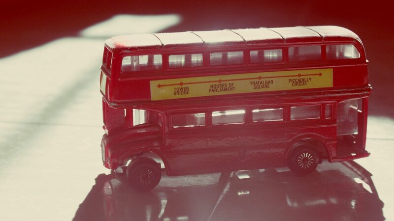 Red Double-decker Bus — Dramatic, Photograph, Toy