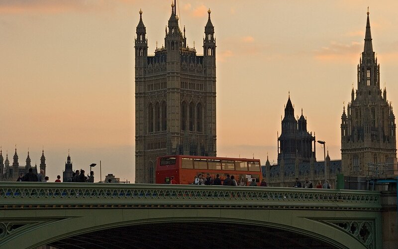 Red Double-decker Bus — Orange