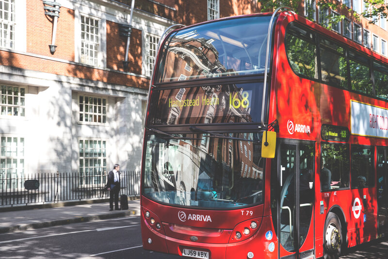 Red Double-decker Bus — Urban, Afternoon, Photograph