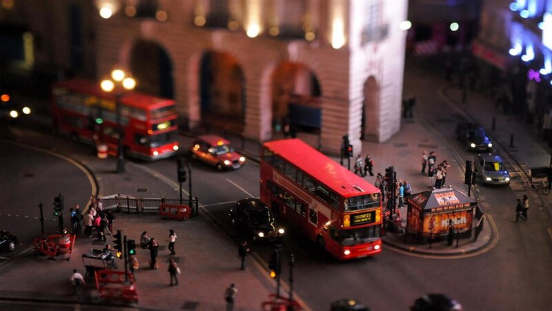 Red Double-decker Buses — Busy, Night