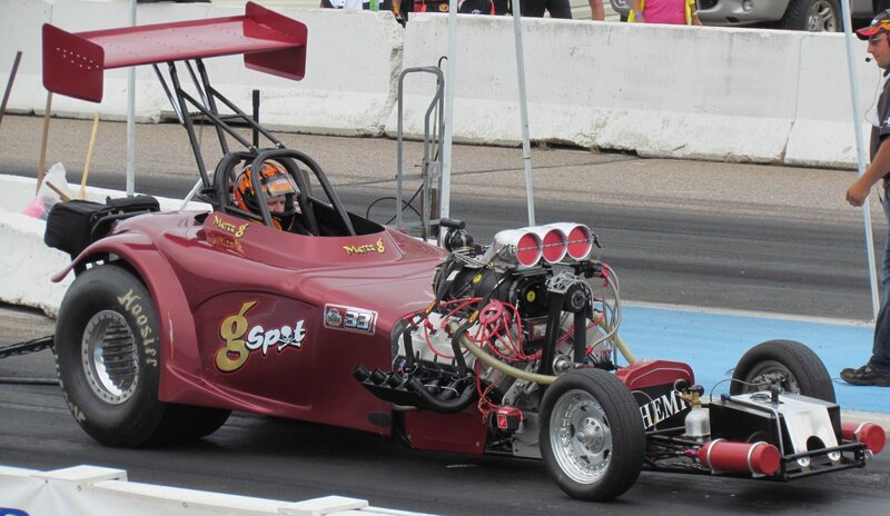 Red Drag Racing Car — Active, Afternoon, Photograph, Driver