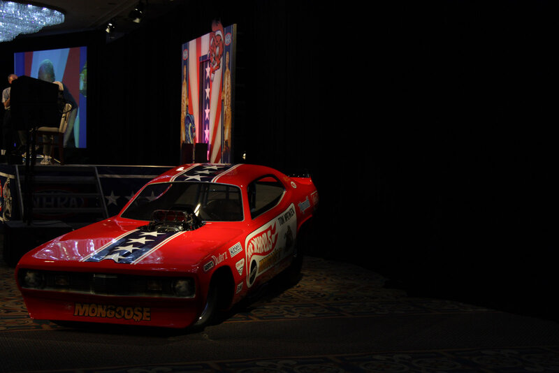 Red Drag Racing Car — Dramatic, Night, Photograph
