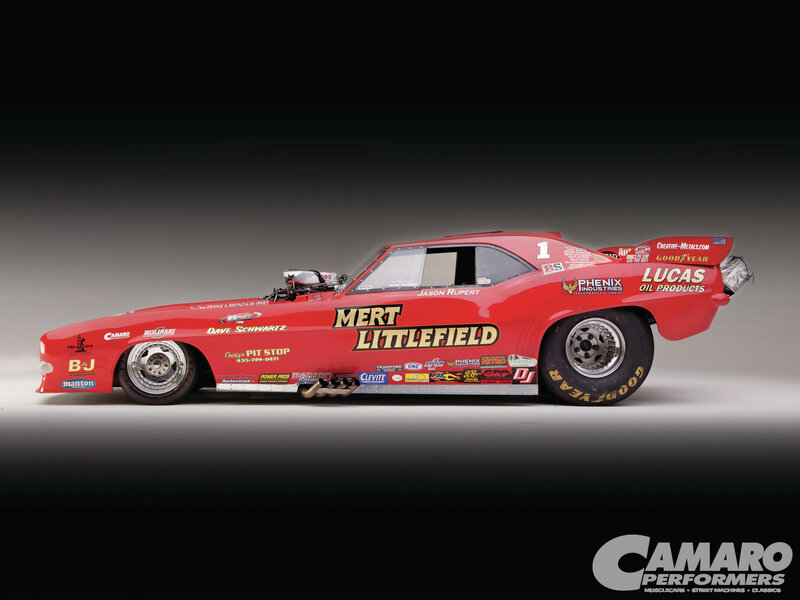Red Drag Racing Car — Dramatic, Photograph, Sponsors
