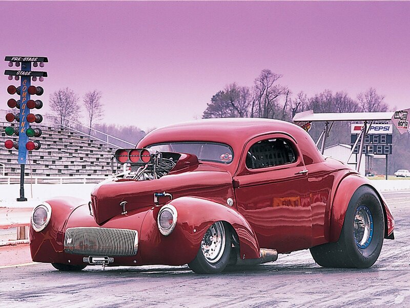 Red Drag Racing Car — Dramatic, Sunset, Photograph, Race Track