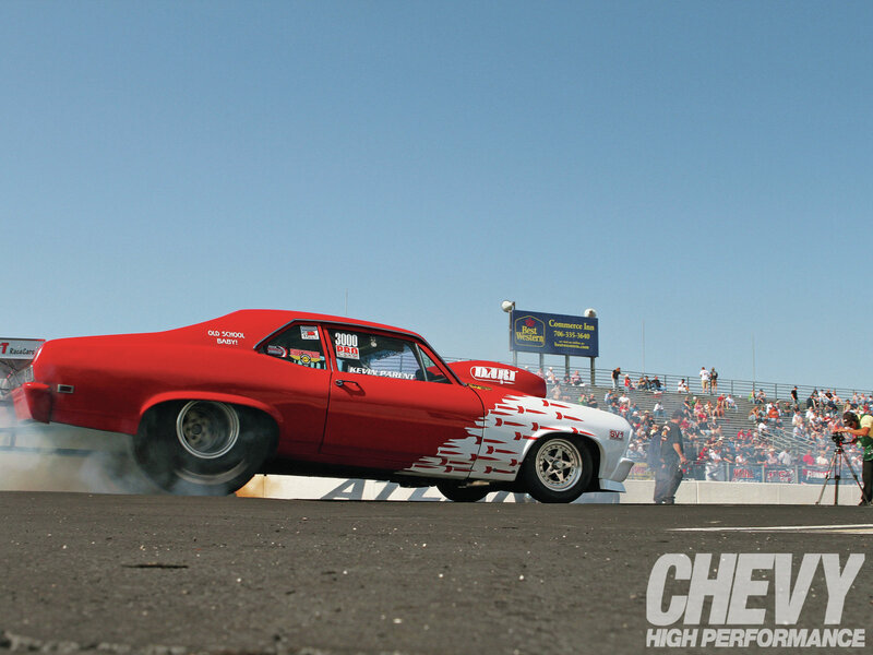 Red Drag Racing Car — Dynamic, Afternoon, Photograph, Crowd