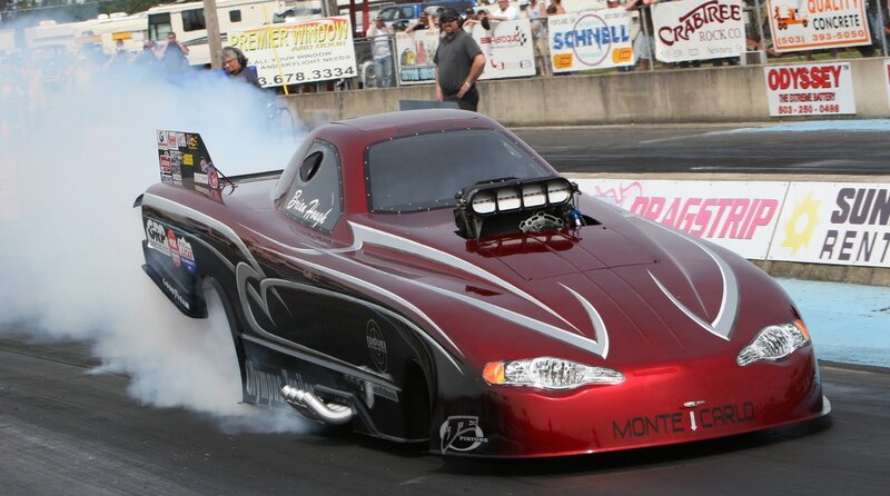 Red Drag Racing Car — Dynamic, Afternoon, Photograph, Smoke