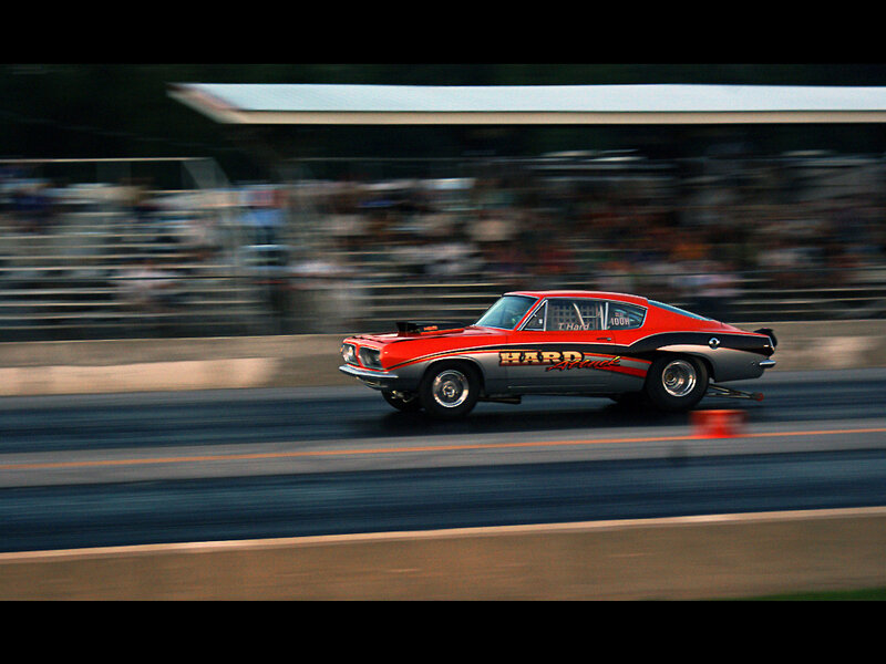 Red Drag Racing Car — Dynamic, Night