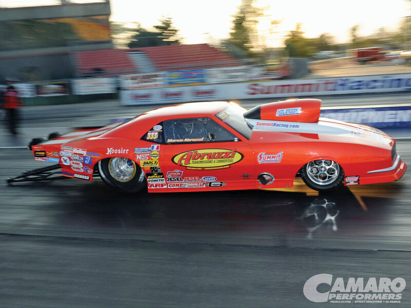 Red Drag Racing Car — Dynamic, Sunset, Photograph