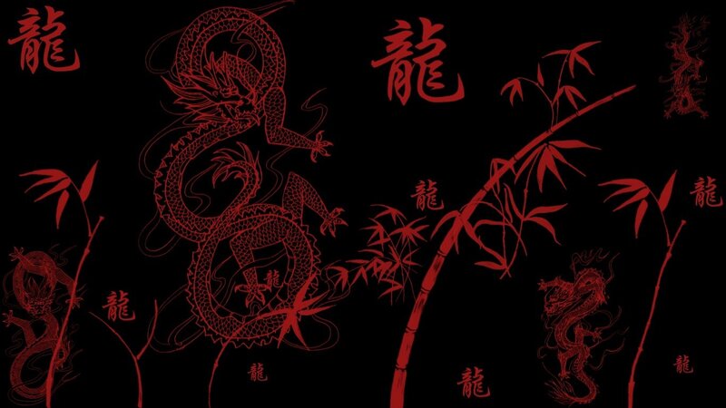 red dragon and bamboo art