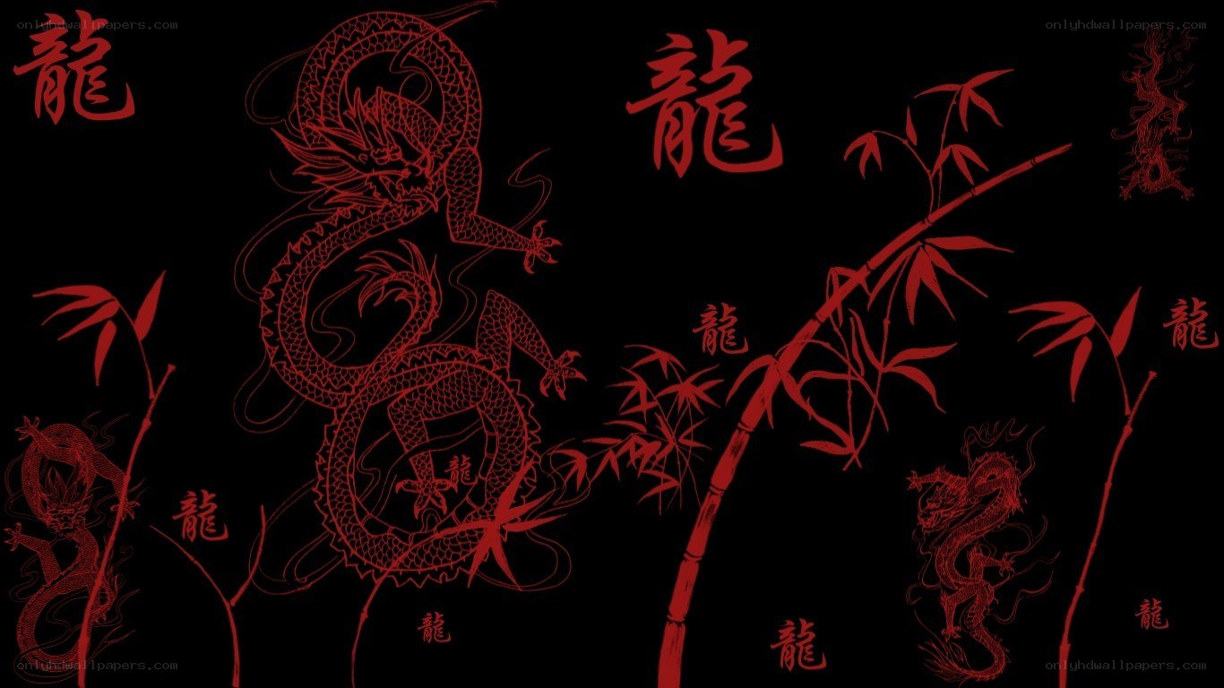 red dragon and bamboo art
