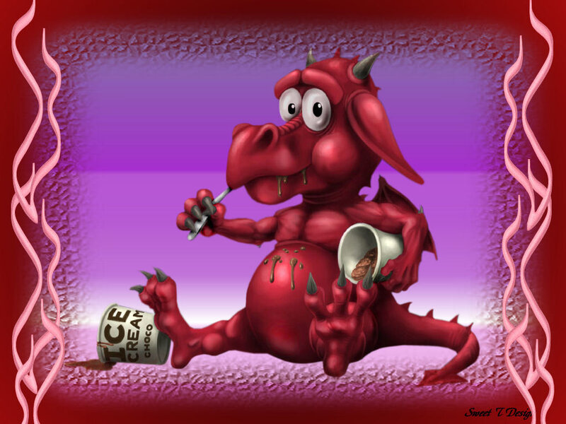 Red Dragon Eating Ice Cream