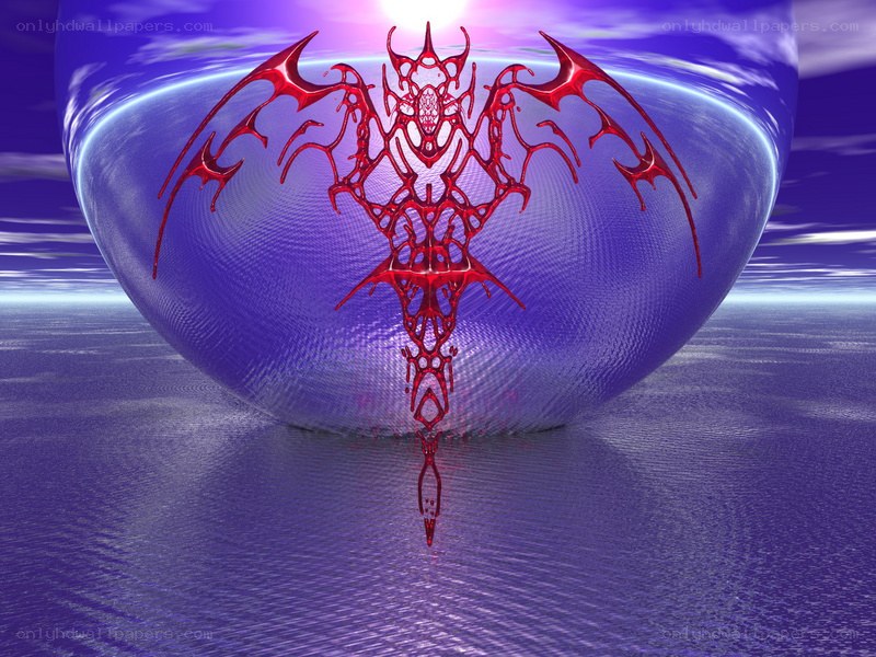 Red dragon emblem on purple sphere