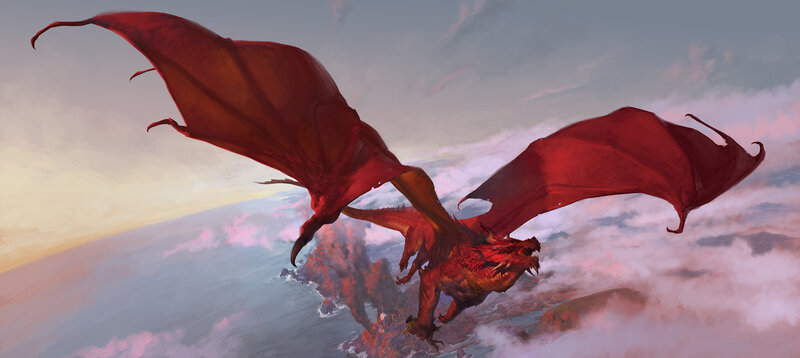 Red Dragon Flying — Dramatic, Sunset