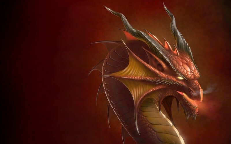 Red Dragon Head — Dramatic, Digital Art