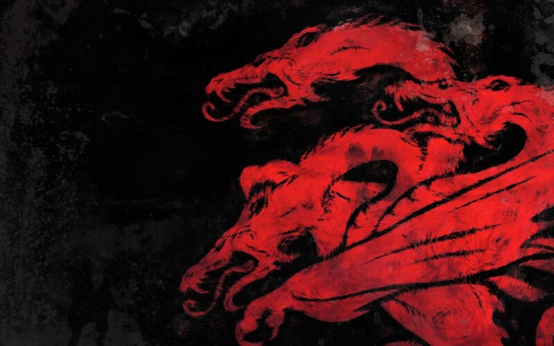 Red Dragon Heads — Dramatic, Illustration