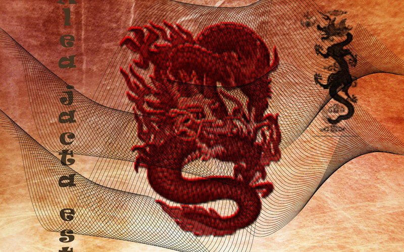Red Dragon Illustration — Dramatic, Text