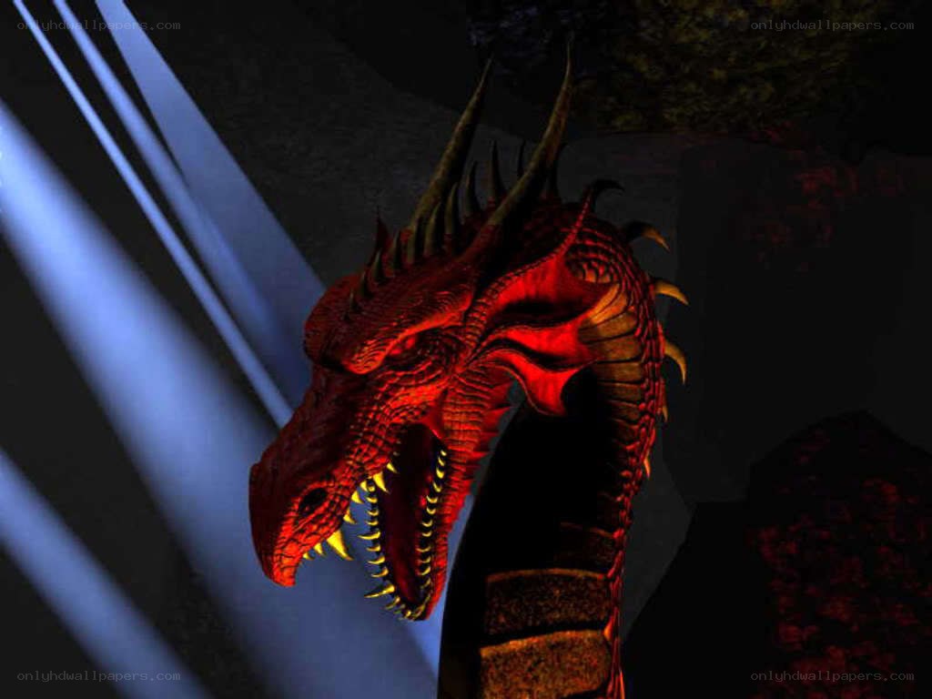 red dragon in dark cave