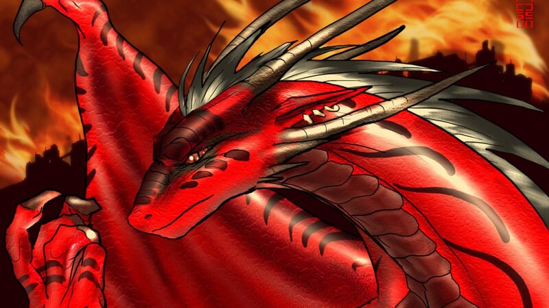 Red Dragon in Flames — Dramatic