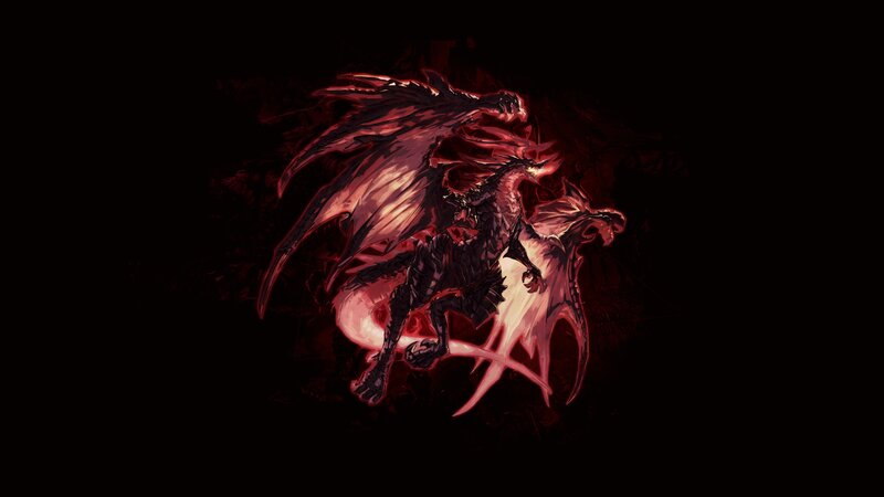 Red Dragon in Flight — Black