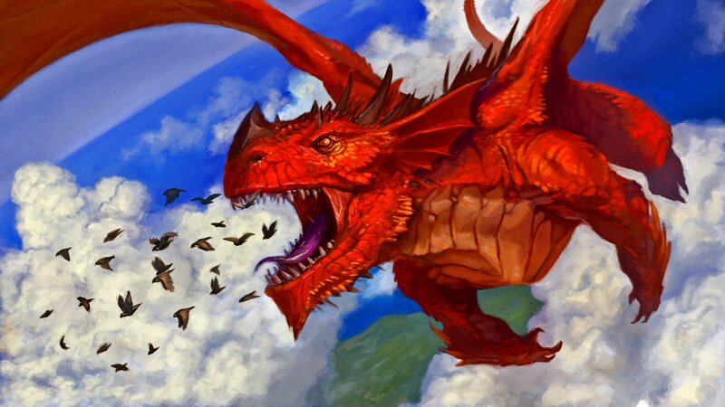 Red Dragon in Flight — Dramatic, Afternoon