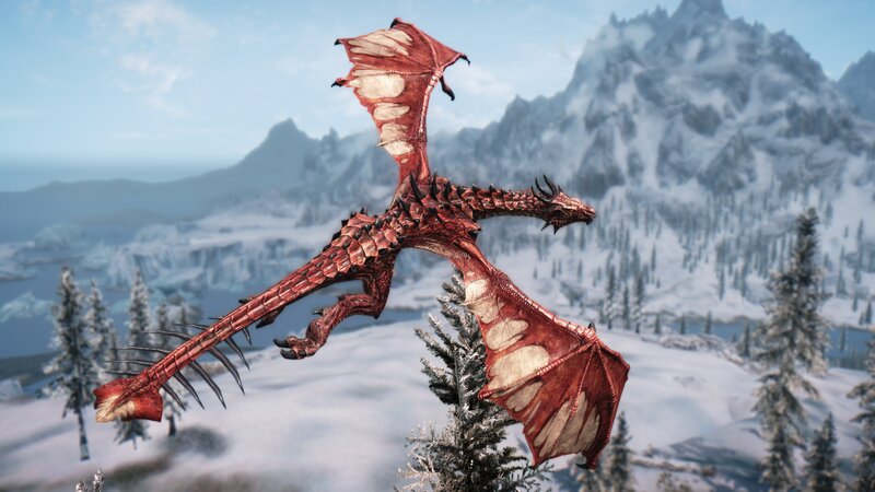 Red Dragon in Flight — Dramatic, Winter