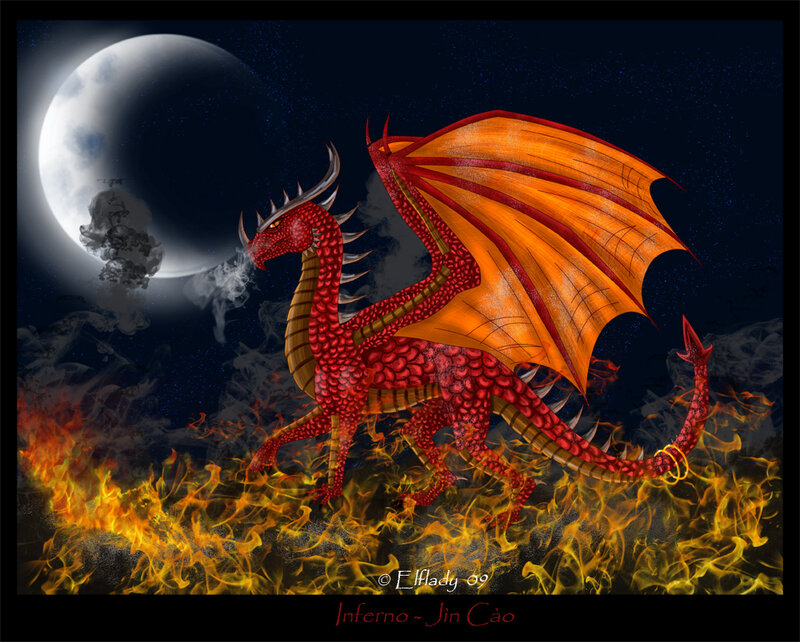 Red dragon in inferno