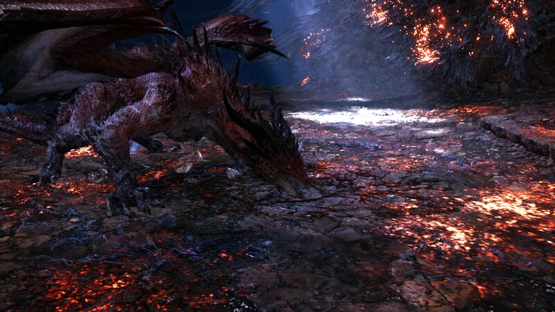 Red Dragon in Lava — Dramatic, 3d Render