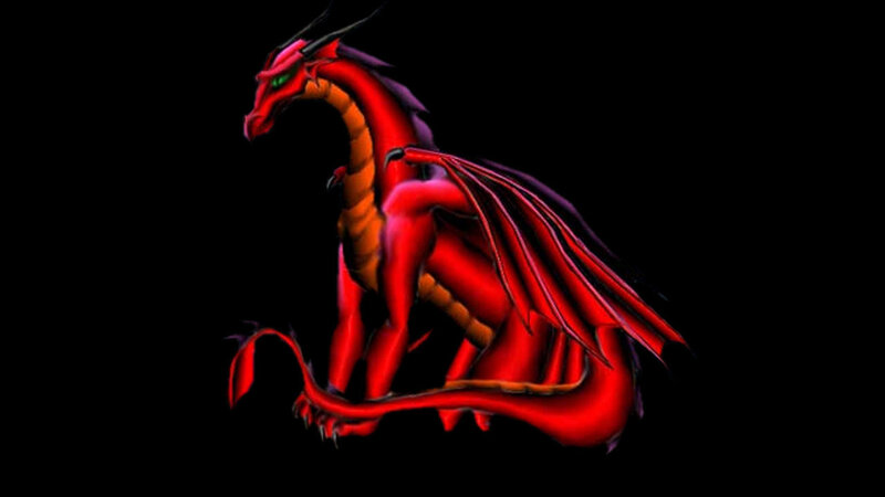 red dragon on black background