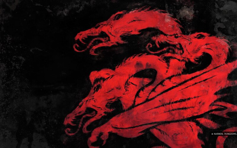 red dragon on black background