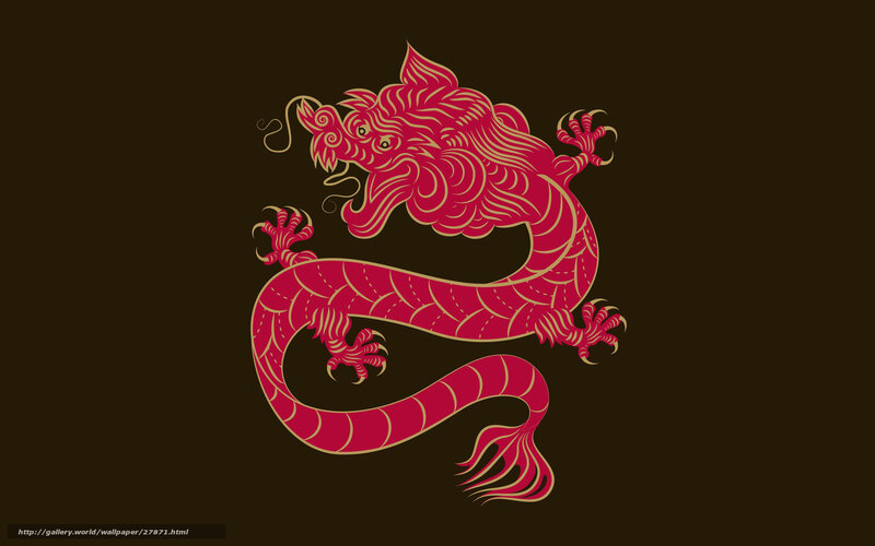 Red dragon on brown background