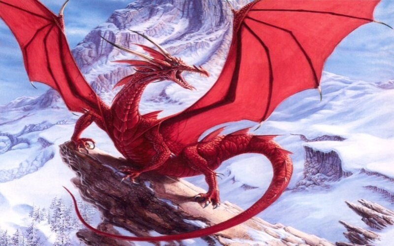 Red Dragon on Mountain