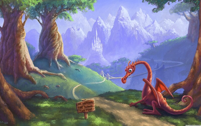 Red Dragon on Path — Green