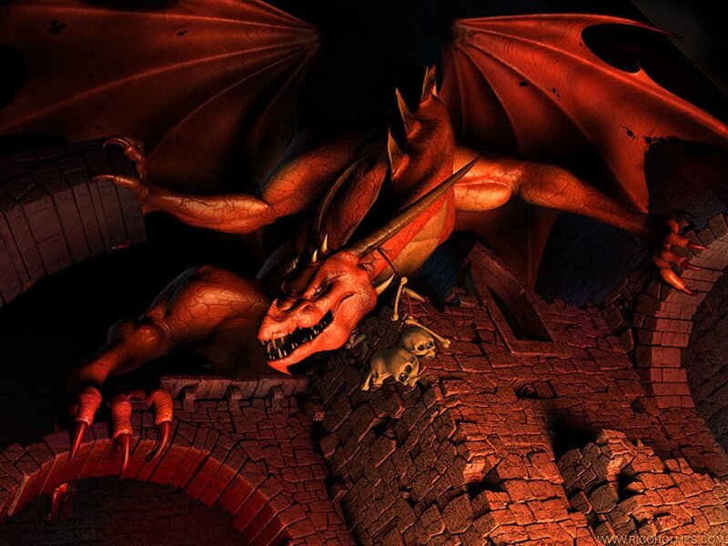 Red Dragon on Stone