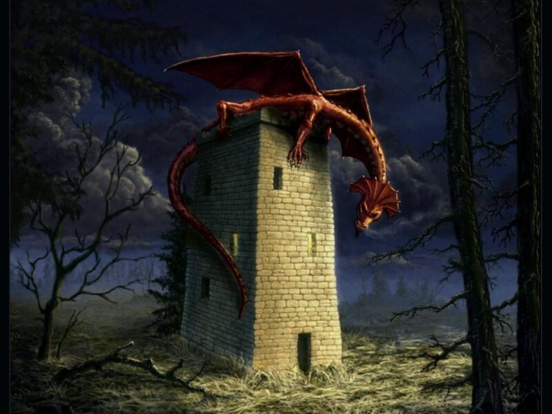Red Dragon on Tower